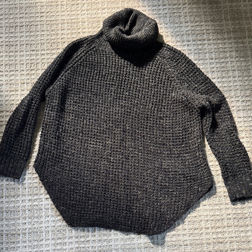 Free People Black Chunky Knit Turtleneck Sweater
